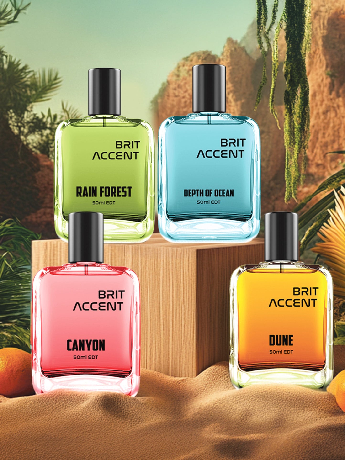 Premium Perfume Combo Pack - Depth Of Ocean + Rain Forest + Canyon + Dune